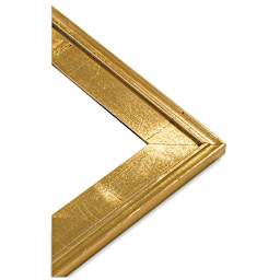 Simplon Econo Wood Frame - Closeup of corner of Gold Leaf Frame with Black Trim