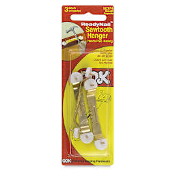 Ook ReadyNail Sawtooth Hangers - Front of blister package of 3 pc Small Hangers