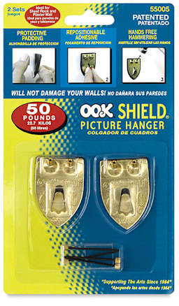 Ook Repositioning Shield Hangers - Front of blister package of Medium Size Set of 2