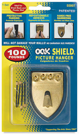 Ook Repositioning Shield Hangers - Front of blister package of Largest Shield

