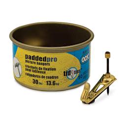 OOK Padded Hanger Tidy Tin - 30 lb Capacity, Pkg of 10, tin and one hanger laid out