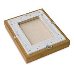 Ook Metal Offset Clips - Back of frame showing attached clips holding canvas