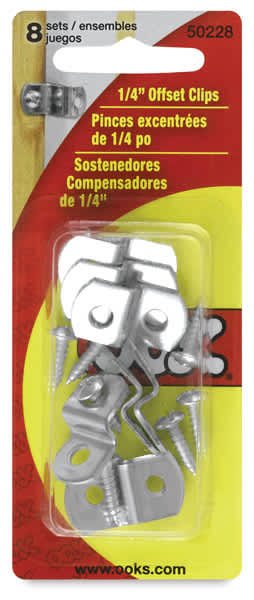 Ook Metal Offset Clips - Front of Blister package showing clips and screws
