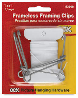 Frameless Framing Clips - Front of blister package of set of 4 clips