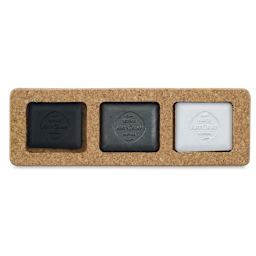 ArtGraf Viarco Pigmented Tailor Chalk - Open set of 3 Monochrome colors shown in cork storage holder