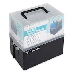 Tombow Dual Brush Pen Storage Case - Angled view of empty case showing labels