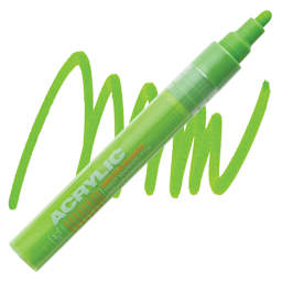 Montana Acrylic Marker - 2 mm Tip, Shock Green Light marker and swatch