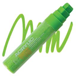 Montana Acrylic Marker - 15 mm Tip, Shock Green Light marker and swatch