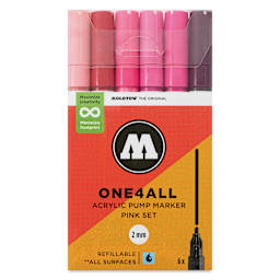 Molotow One4All Acrylic Markers - Set of 6, Pink Colors, 2 mm, front of packaging