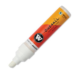 Molotow One4All Acrylic Marker - 4-8 mm Tip, White Glossy, Chisel Tip, cap off