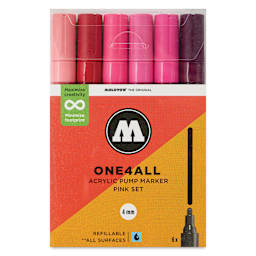 Molotow One4All Acrylic Markers - Set of 6, Pink Colors, 4 mm, front of packaging