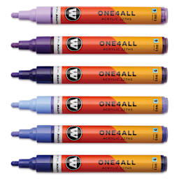 Molotow One4All Acrylic Markers - Set of 6, Violet Colors, 4 mm, caps off