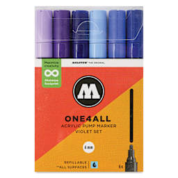 Molotow One4All Acrylic Markers - Set of 6, Violet Colors, 4 mm, front of packaging
