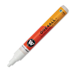 Molotow One4All Acrylic Marker - 4 mm Tip, White Glossy, Bullet Tip, cap off