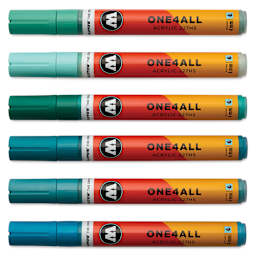 Molotow One4All Acrylic Markers - Set of 6, Tropical Colors, 4 mm, caps on