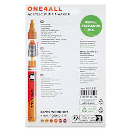 Molotow One4All Acrylic Markers - Set of 6, Wood Colors, 4 mm, back of packaging