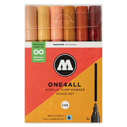 Molotow One4All Acrylic Markers - Set of 6, Wood Colors, 4 mm, front of packaging