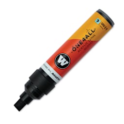 Molotow One4All Acrylic Marker - 4-8 mm Tip, Black Glossy, Chisel Tip, cap off