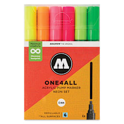 Molotow One4All Acrylic Markers - Set of 6, Neon Colors, 4 mm, front of packaging