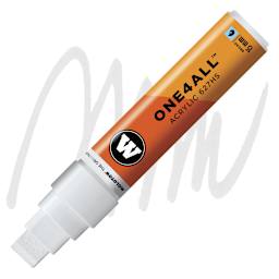 Molotow One4All Acrylic Marker - 15 mm Tip , Signal White, Square Tip marker and swatch