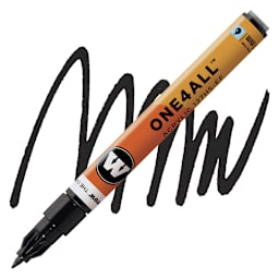 Molotow One4All Acrylic Marker - 1 mm Tip, Signal Black, Extra Fine Tip marker and swatch