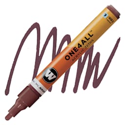 Molotow One4All Acrylic Marker - 4 mm Tip, Burgundy, Bullet Tip marker and swatch