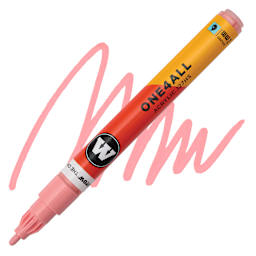 Molotow One4All Acrylic Marker - 2 mm Tip, Coral, Bullet Tip, swatch and marker