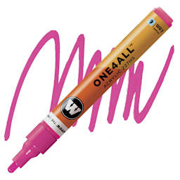 Molotow One4All Acrylic Marker - 4 mm Tip, Neon Pink Fluorescent, Bullet Tip marker and swatch