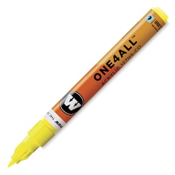 Molotow One4All Acrylic Marker - 1.5 mm Tip, Neon Yellow Fluorescent (swatch and marker)