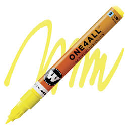 Molotow One4All Acrylic Marker - 1.5 mm Tip, Neon Yellow Fluorescent marker and swatch