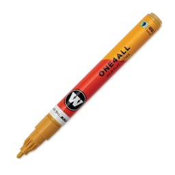 Molotow One4All Acrylic Marker - 2 mm Tip, Mustard Yellow, Bullet Tip, cap off