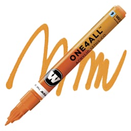 Molotow One4All Acrylic Marker - 1.5 mm Tip, Neon Orange Fluorescent marker and swatch