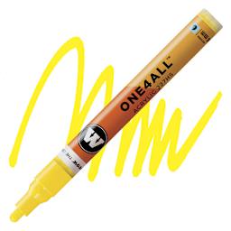 Molotow One4All Acrylic Marker - 4 mm Tip, Zinc Yellow, Bullet Tip marker and swatch