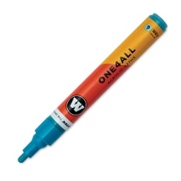 Molotow One4All Acrylic Marker - 4 mm Tip, Aqua, Bullet Tip, cap off