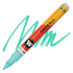 Molotow One4All Acrylic Marker - 2 mm Tip, Riviera Light, Bullet Tip, swatch and marker