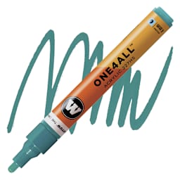 Molotow One4All Acrylic Marker - 4 mm Tip, Lagoon Blue, Bullet Tip marker and swatch