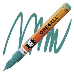Molotow One4All Acrylic Marker - 1.5 mm Tip, Lagoon Blue marker and swatch