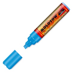 Molotow ONE4ALL Acrylic Marker - 4–8 mm Tip, Shock Blue Middle, Chisel Tip (shown with cap)