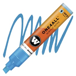 Molotow One4All Acrylic Marker - 4–8 mm Tip, Shock Blue Middle, Chisel Tip marker and swatch