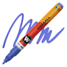 Molotow One4All Acrylic Marker - 2 mm Tip, Viola, Bullet Tip, swatch and marker