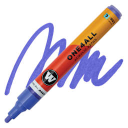 Molotow One4All Acrylic Marker - 4 mm Tip, Viola, Bullet Tip, swatch and marker