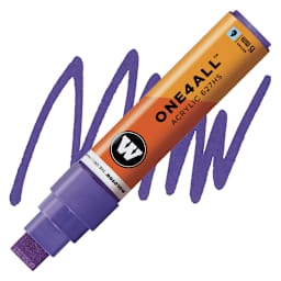 Molotow One4All Acrylic Marker - 15 mm Tip , Violet HD, Square Tip marker and swatch