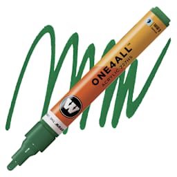 Molotow One4All Acrylic Marker - 4 mm Tip, Mister Green, Bullet Tip marker and swatch