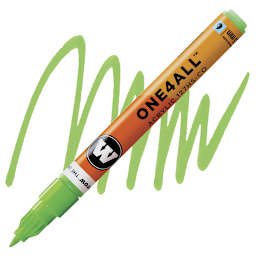 Molotow One4All Acrylic Marker - 1.5 mm Tip, Neon Green Fluorescent marker and swatch