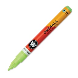 Molotow One4All Acrylic Marker - 2 mm Tip, Neon Green Light Fluorescent, Bullet Tip, cap off