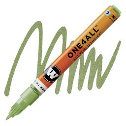 Molotow One4All Acrylic Marker - 1.5 mm Tip, Metallic Light Green marker and swatch