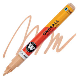 Molotow One4All Acrylic Marker - 2 mm Tip, Sand, Bullet Tip, swatch and marker