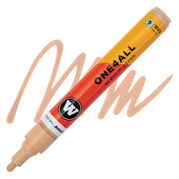 Molotow One4All Acrylic Marker - 4 mm Tip, Sand, Bullet Tip, swatch and marker