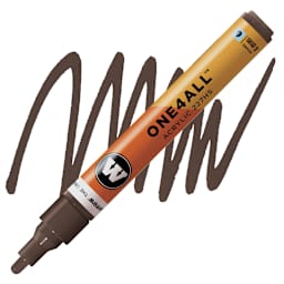 Molotow One4All Acrylic Marker - 4 mm Tip, Hazelnut, Bullet Tip marker and swatch