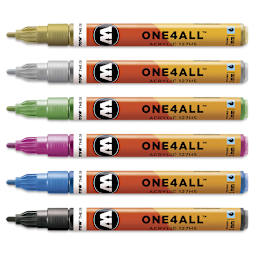 Molotow One4All Acrylic Markers - Metallic Colors, 2 mm, Set of 6 (out of package)